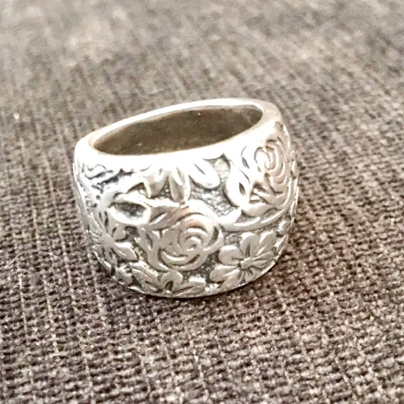 Silpada Vintage RARE Floral Garden Etched Oxidized Solid Sterling Silver Ring - Picture 10 of 10